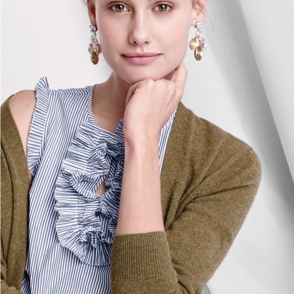 J Crew Margot Striped Ruffle Blouse - Picture 1 of 9